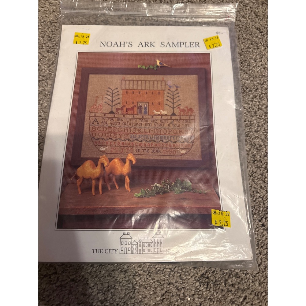 Vintage The City Stitcher Noahs Ark Sampler Cross Stitch Kit Janet Miller 1980